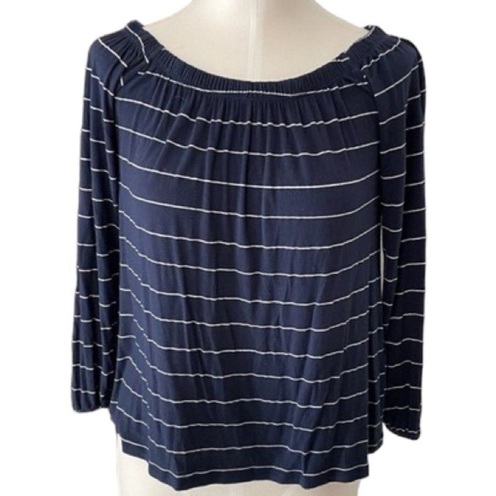 HOLLISTER Off-shoulder Long‎ Sleeve Striped Blouse Top